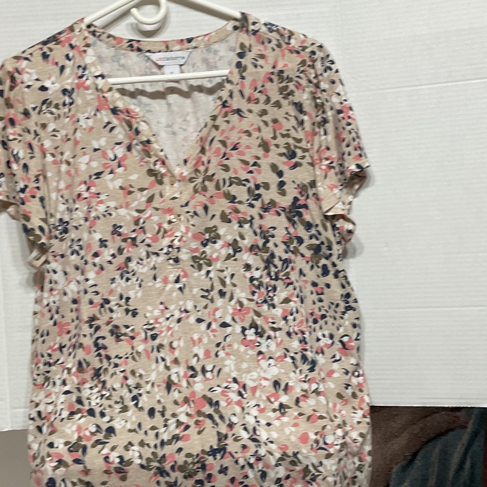 Liz Claiborne Multicolor Floral Short Sleeve Top